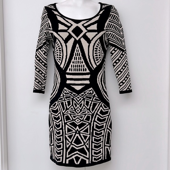 Art Deco Print Mini Sweater Dress - Picture 2 of 12